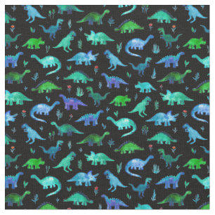 Extra Tiny Dinos in Blau und Grün in Schwarz Stoff
