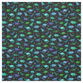 Extra Tiny Dinos in Blau und Grün in Schwarz Stoff (Muster)
