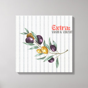 Extra Virgin Lebendiger Olivenzweig im mediterrane Leinwanddruck