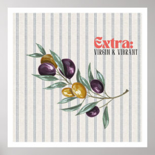Extra Virgin Lebendiger Olivenzweig im mediterrane Poster