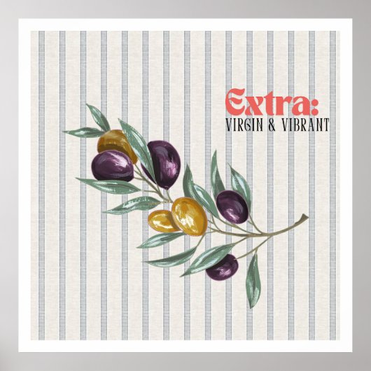 Extra Virgin Lebendiger Olivenzweig im mediterrane Poster (Vorne)