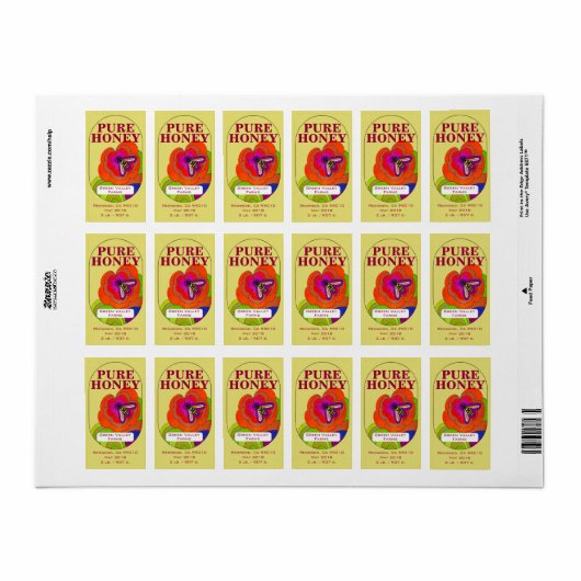 Extra White Honey Jar 4,5 kg/907 g. Adressaufkleber (Vorne)