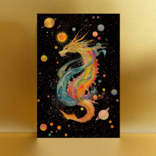 Extragalactic Sky Dragon - Rainbow Black Galaxy Postkarte