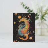 Extragalactic Sky Dragon - Rainbow Black Galaxy Postkarte (Stehend Vorderseite)
