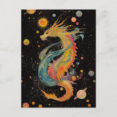 Extragalactic Sky Dragon - Rainbow Black Galaxy Postkarte (Vorderseite)