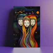 Extragalactic Space Girls Rainbow Light Postkarte