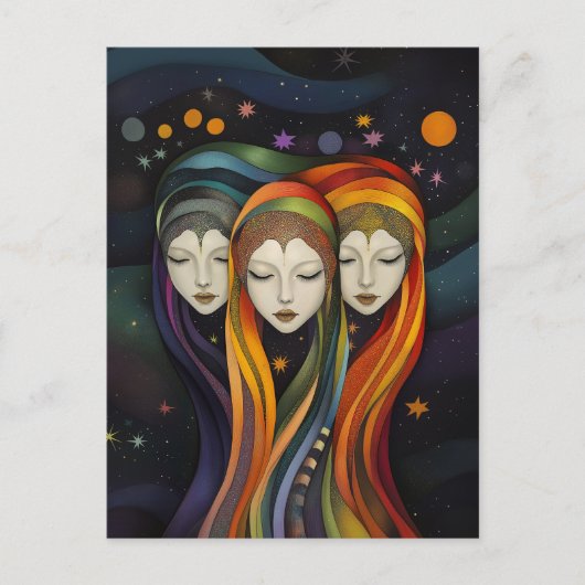 Extragalactic Space Girls Rainbow Light Postkarte (Vorderseite)