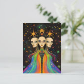 Extragalactic Star Trinity Cosmic Light Beinema Postkarte (Stehend Vorderseite)