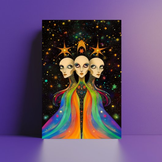 Extragalactic Star Trinity Cosmic Light Beinema Postkarte