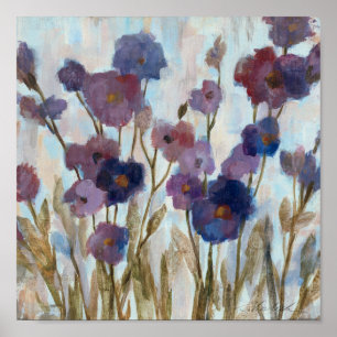 Extrahiertes Blumen in Lila Poster