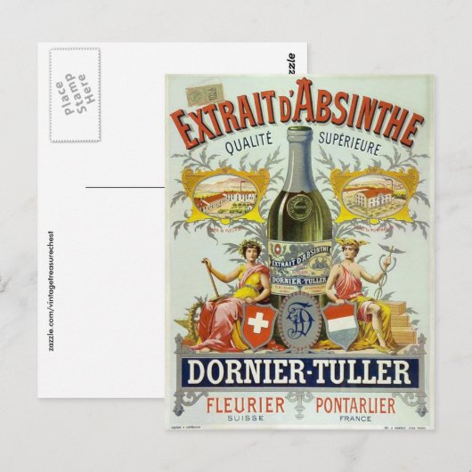 Extrait d'Absinthe Poster Postkarte (Vorne/Hinten)
