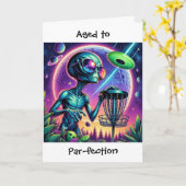 Extraterrestric und Disc Golf zum Geburtstag Karte (Gelbe Blume)