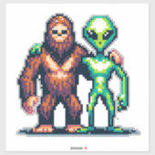 Extraterrestrische Alien Being und Bigfoot Pixel A Aufkleber (Blatt)