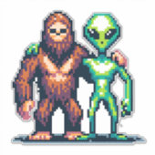 Extraterrestrische Alien Being und Bigfoot Pixel A Aufkleber (Vorderseite)