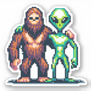 Extraterrestrische Alien Being und Bigfoot Pixel A Aufkleber