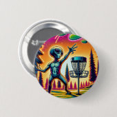 Extraterrestrische Alien Disc Golfing Button (Vorne & Hinten)