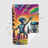 Extraterrestrische Alien Disc Golfing Golfhandtuch (Insitu)