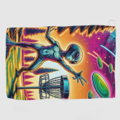 Extraterrestrische Alien Disc Golfing Golfhandtuch (Horizontal)