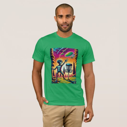 Extraterrestrische Alien Disc Golfing T-Shirt (Vorne ganz)