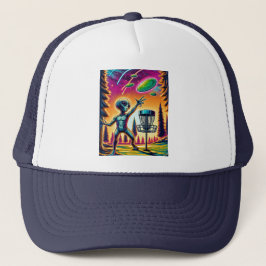 Extraterrestrische Alien Disc Golfing Truckerkappe