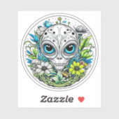 Extraterrestrische Alien in Blume Starry Night Aufkleber (Blatt)