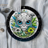 Extraterrestrische Alien in Blume Starry Night Button (Beispiel)