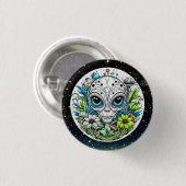 Extraterrestrische Alien in Blume Starry Night Button (Vorne & Hinten)
