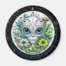 Extraterrestrische Alien in Blume Starry Night Magnet