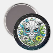 Extraterrestrische Alien in Blume Starry Night Magnet (Vorderseite/Rückseite)