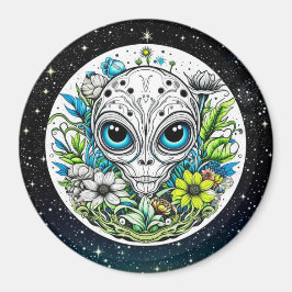 Extraterrestrische Alien in Blume Starry Night Magnet