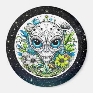 Extraterrestrische Alien in Blume Starry Night Magnet