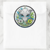Extraterrestrische Alien in Blume Starry Night Runder Aufkleber (Tasche)
