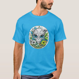 Extraterrestrische Alien in Blume Starry Night T-Shirt