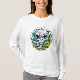 Extraterrestrische Alien in Blume Starry Night T-Shirt
