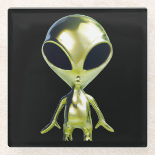 Extraterrestrische Alien Metallic Glass Untersetze Glasuntersetzer