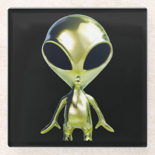 Extraterrestrische Alien Metallic Glass Untersetze Glasuntersetzer (Vorderseite)