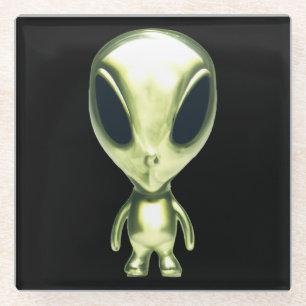 Extraterrestrische Alien Metallic Glass Untersetze Glasuntersetzer