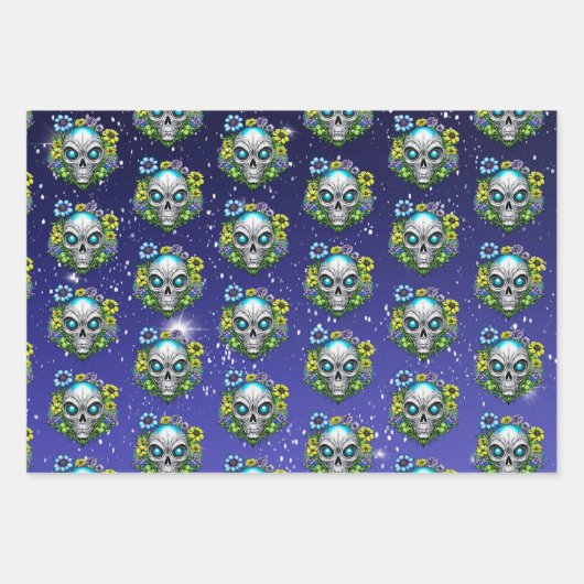 Extraterrestrische Alien Skulls Geschenkpapier Set (Vorderseite 3)