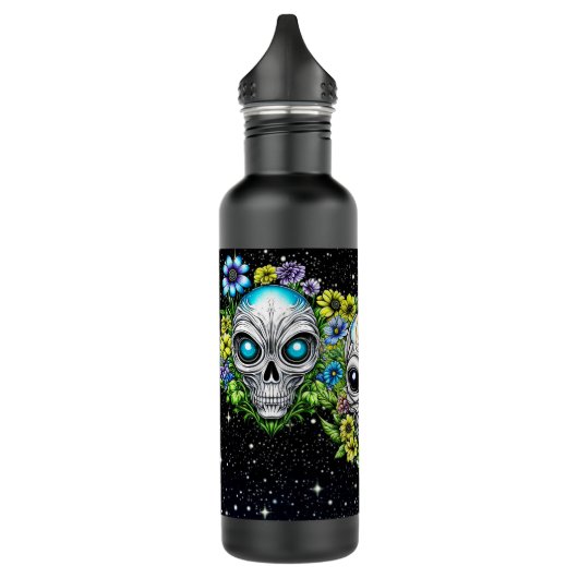 Extraterrestrische Alien Skulls und Blume Edelstahlflasche (Links)