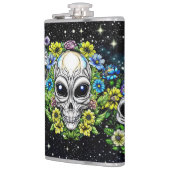 Extraterrestrische Alien Skulls und Blume Flachmann (Links)