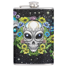 Extraterrestrische Alien Skulls und Blume Flachmann