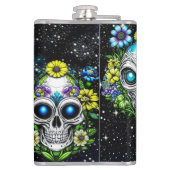 Extraterrestrische Alien Skulls und Blume Flachmann (Rückseite)