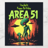 Extraterrestrische Beings erscheinen in der Nähe v Weinetikett (Einzelnes Label)