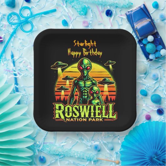 Extraterrestrische Beings im Roswell Nation Park Pappteller (Party)