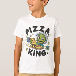 Extraterrestrische Freude: Alien über Pizza T-Shirt