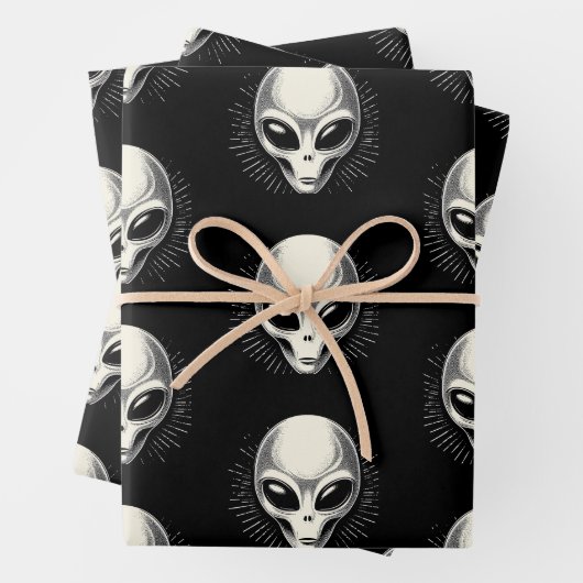 Extraterrestrische Science Fiction der Space Alien Geschenkpapier Set (Beispiel)