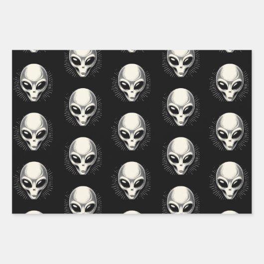 Extraterrestrische Science Fiction der Space Alien Geschenkpapier Set (Vorderseite)