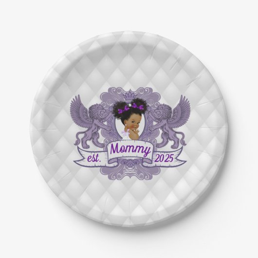 Extravagant African Baby Girl Lila|White Princess Pappteller (Vorderseite)