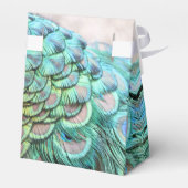 Extravagant Aqua Peacock Feathers Wedding Geschenkschachtel (Rückseite)