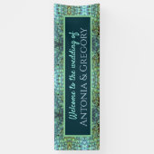 Extravagant Aqua Vibranding Peacock Feathers Weddi Banner (Vertikal)